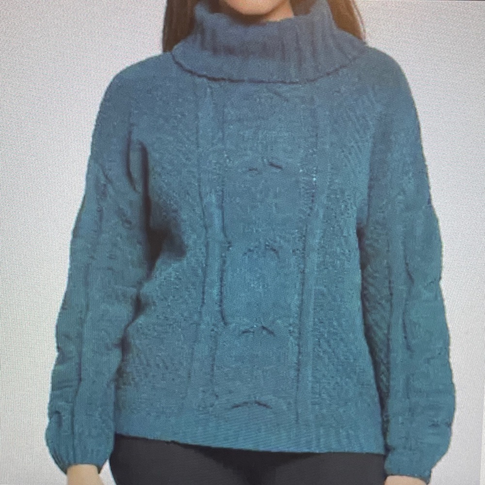 Teal Funnel Neck Chenille Sweater XXl